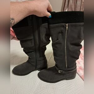 Torrid Charcoal Sweater Top Knee Boots 8.5